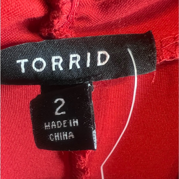 Torrid Size 2X Tomato Red Ponte Drape Front Cardigan - Picture 4 of 5